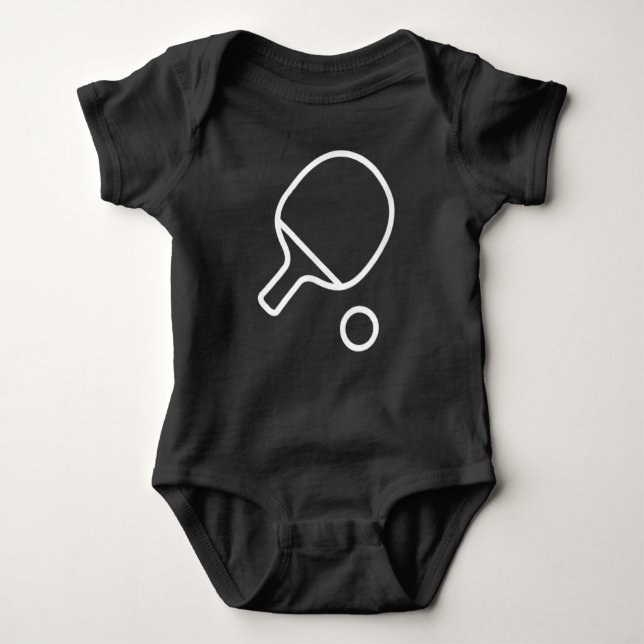Table Tennis Racket And Ball Retro Ping Pong Baby Bodysuit (Front)