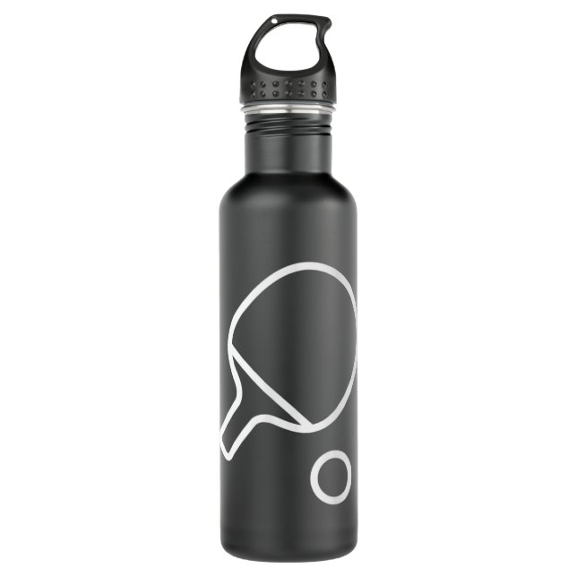 Table Tennis Racket And Ball Retro Ping Pong Stainless Steel Water Bottle (Front)