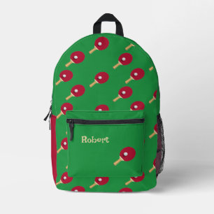 Table tennis racket personalized green printed backpack
