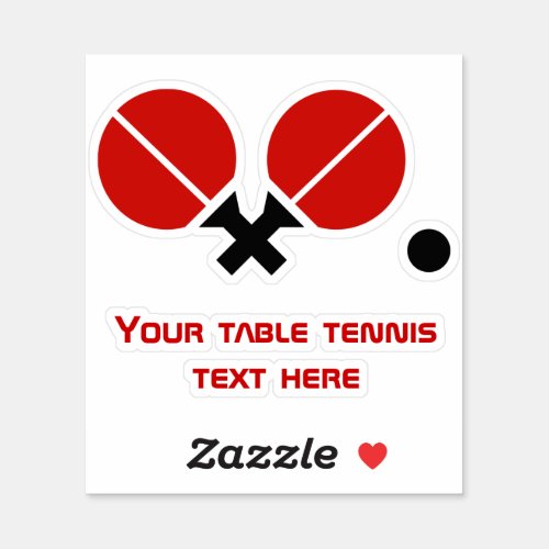 Table tennis rackets and ball black red sticker