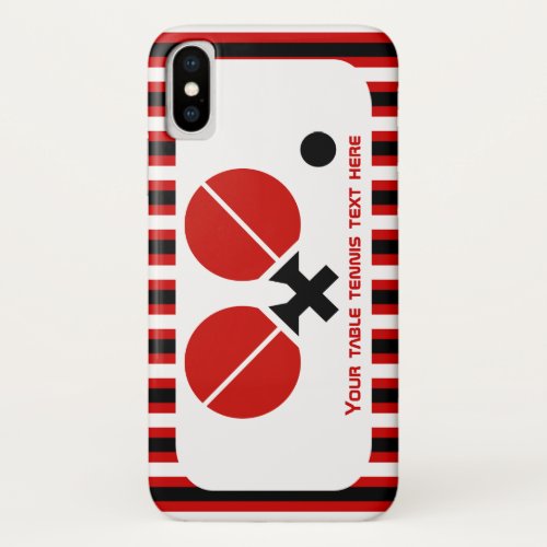 Table tennis rackets and ball black red stripes iPhone x case