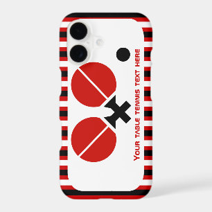 Table tennis rackets and ball black, red stripes iPhone 17 case