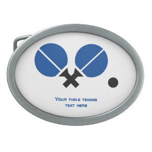 Table tennis rackets and ball blackand blue belt buckle