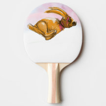 table tennis racquet with flying rabbit