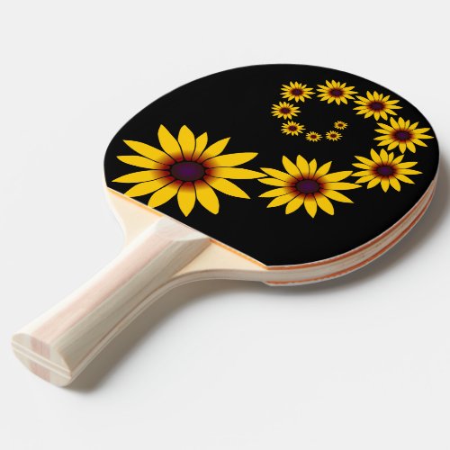 Table tennis racquet with yellow sunshade _ flower ping pong paddle