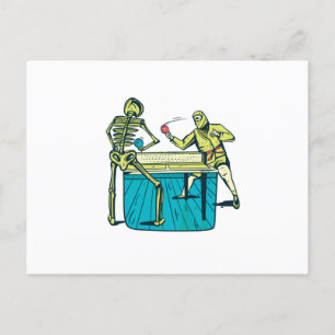 Table Tennis Skeleton Postcard