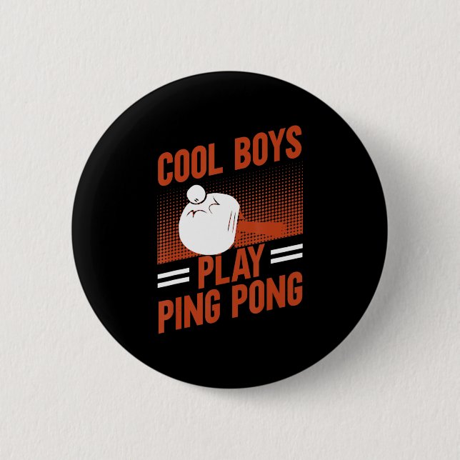 Table Tennis Sport Cool Boys Play Ping Pong  Button (Front)