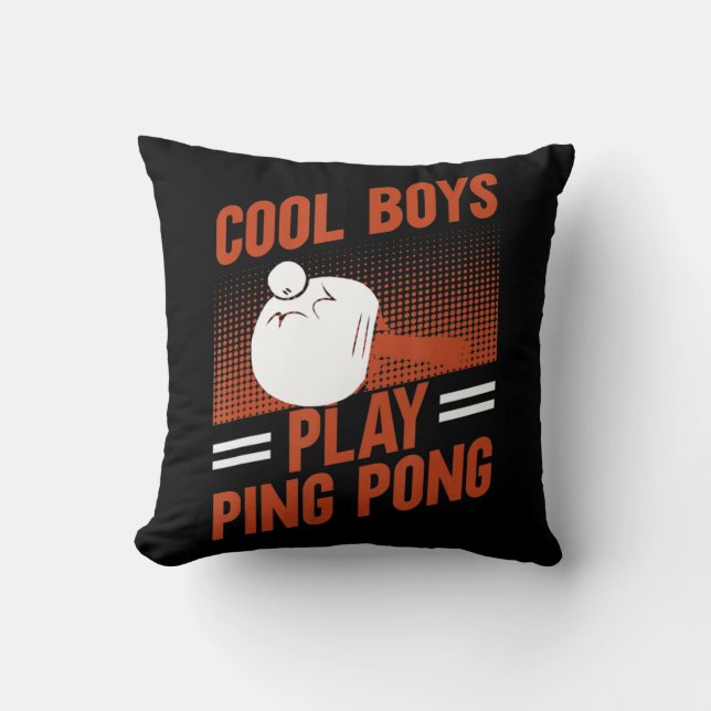 Table Tennis Sport Cool Boys Play Ping Pong  Throw Pillow (Front)
