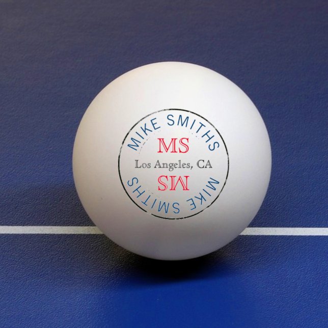 table_tennis stylish circle monogram Ping-Pong ball (Creator Uploaded)