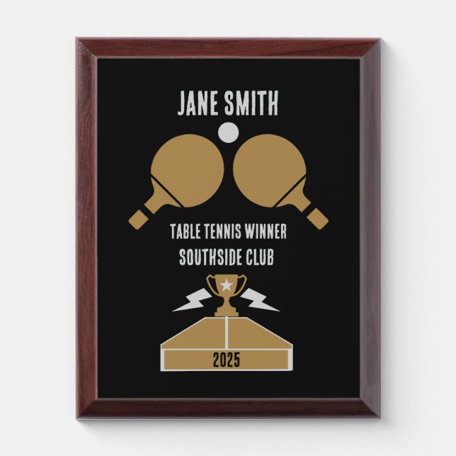 Table Tennis Tournament Award Plaque (Vertical)