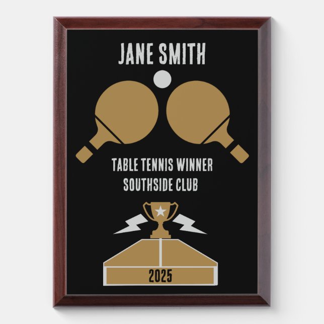 Table Tennis Tournament Award Plaque (Vertical)
