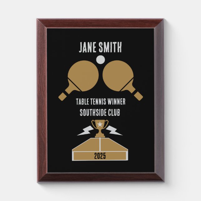 Table Tennis Tournament Award Plaque (Vertical)
