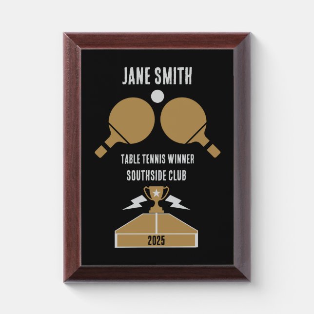 Table Tennis Tournament Award Plaque (Vertical)