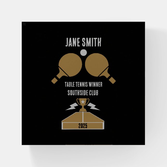 Table Tennis Tournament Paperweight (Front)