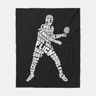 Table Tennis Typography Ping Pong Word Art Fleece Blanket