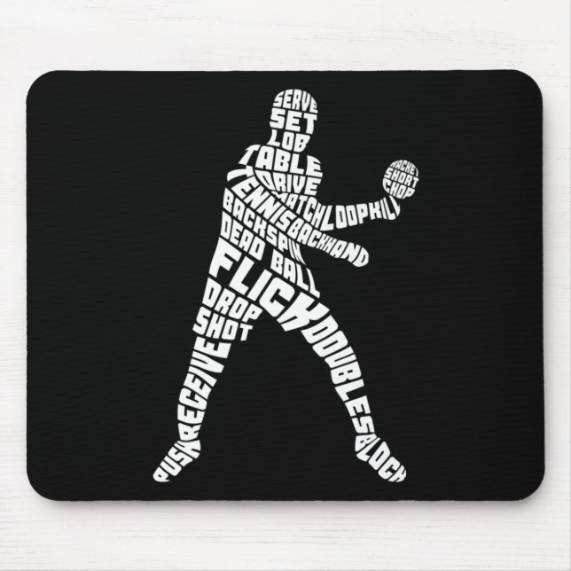 Table Tennis Typography Ping Pong Word Art   Mouse Pad (Front)