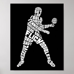 Table Tennis Typography Ping Pong Word Art Poster