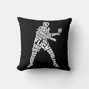 Table Tennis Typography Ping Pong Word Art Throw Pillow