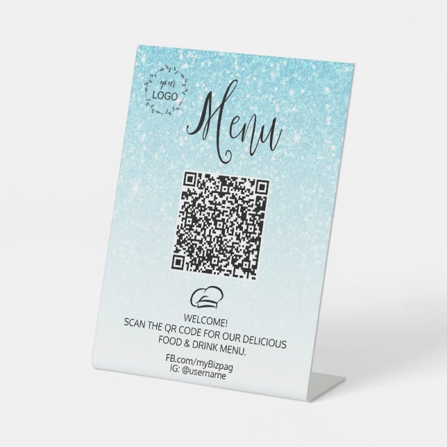 *~ Table tent Glitter tabletop Menu Pedestal Sign (Front)