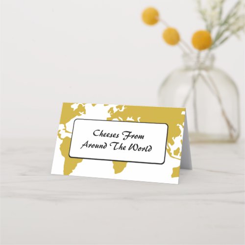 Table Tent _ Gold World Map Place Card