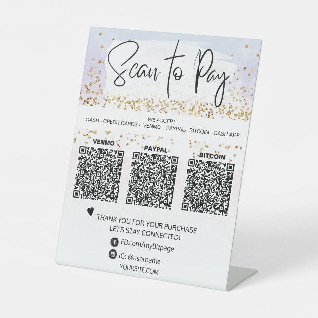 *~* Table Tent Pedestal SignTabletop - QR PAYMENT Pedestal Sign (Front)