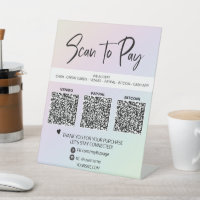 *~* Table Tent QR 3 PAYMENT Tabletop Rainbow