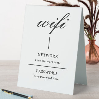 Table Tent Sign | Modern Wifi Password Network