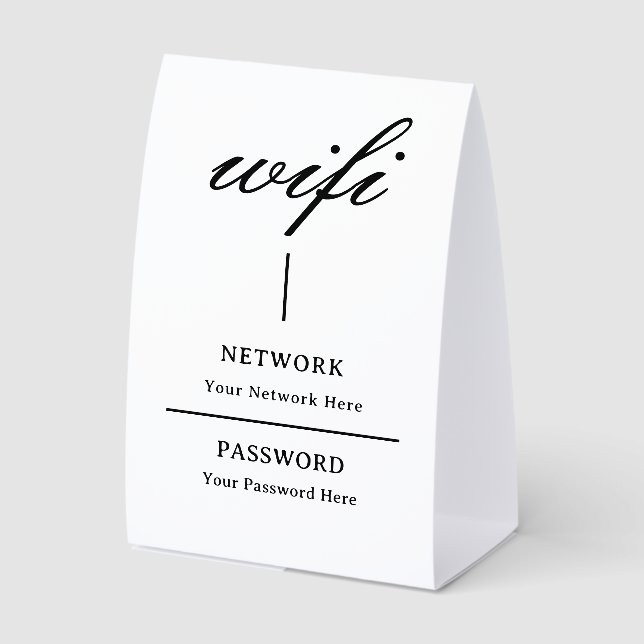  Table Tent Sign | Modern Wifi Password Network (Front)