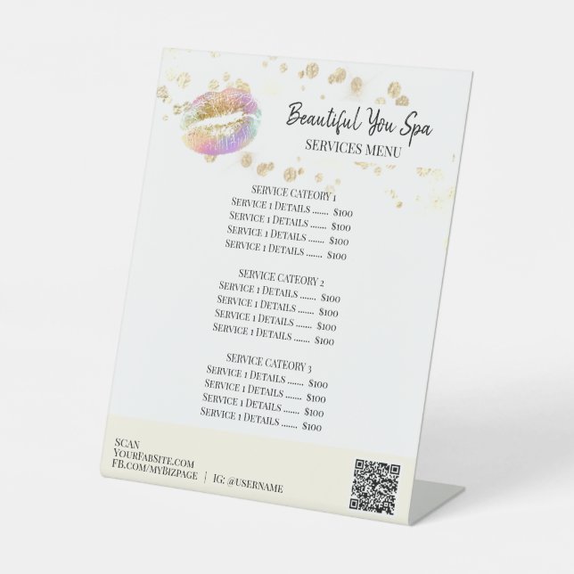 *~* Table Tent tabletop Glitter LIPS Pedestal Sign (Front)