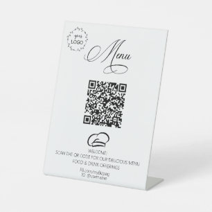 *~*Table Tent tabletop Simple Resaturant Logo QR Pedestal Sign