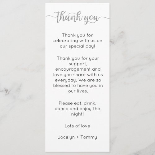 Table Thank You Card Place Setting Card Thank  Menu