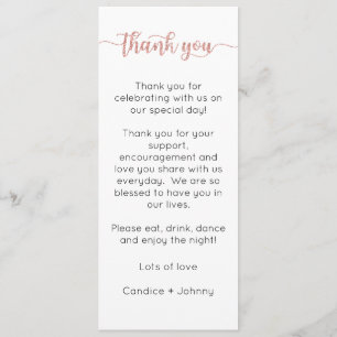 Table Thank You Card, Place Setting Card, Thank Menu