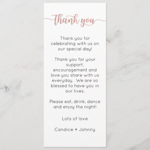 Table Thank You Card Place Setting Card Thank Menu