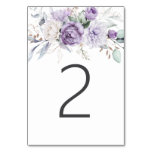Table Two Watercolor Purple Floral Wedding Table Number