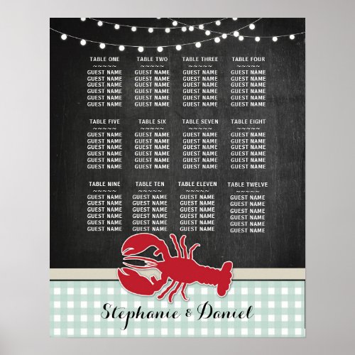 Table Wedding Crawfish Boil Lobster Poster Seating
