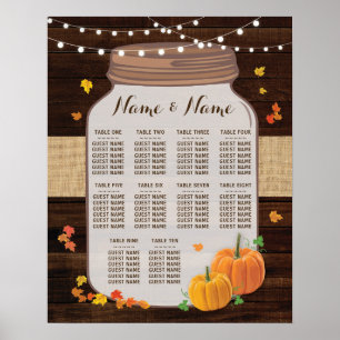 Table Wedding Pumpkin Fall Wood Poster Seating