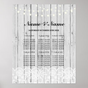 Table Wedding Rustic Lace Grey Wood Poster Seating