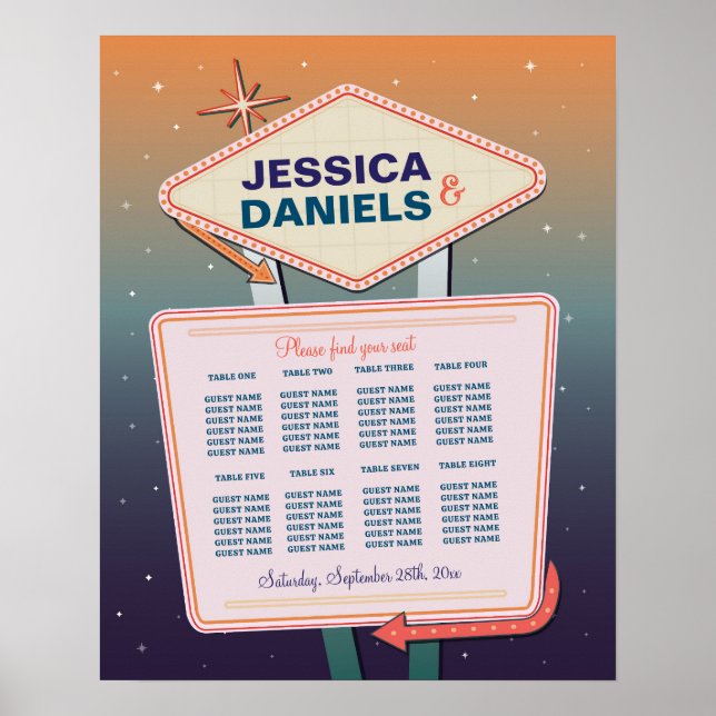 Table Wedding Seating 8 Chart Las Vegas Casino (Front)