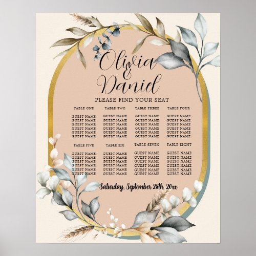 Table Wedding Seating 8 Seating Neutrals Romantic Poster