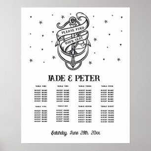 Table Wedding Seating 8 Traditional Tattoo Anchor Poster