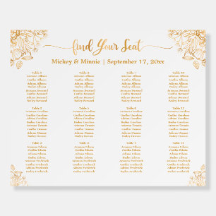 Table Wedding seating chart golden flower Foam Board