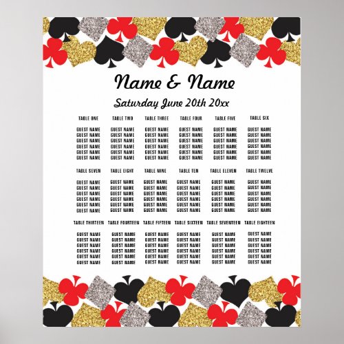 Table Wedding Vegas Casino Seating 18 Tables Poster