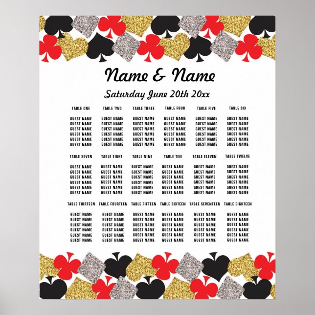 Table Wedding Vegas Casino Seating 18 Tables Poster (Front)
