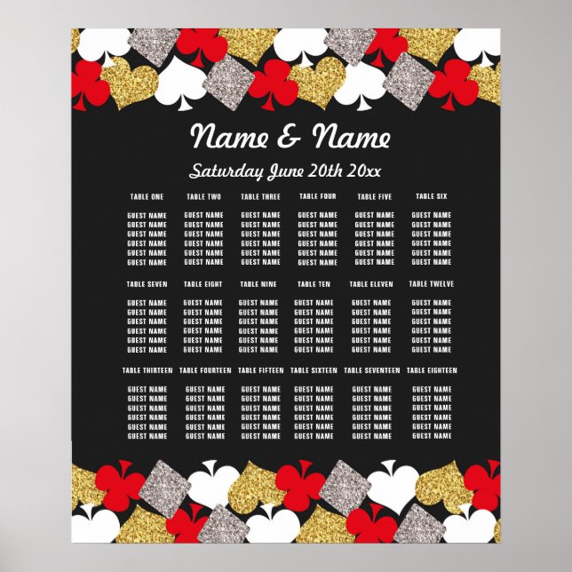 Table Wedding Vegas Casino Seating 18 Tables Poster (Front)