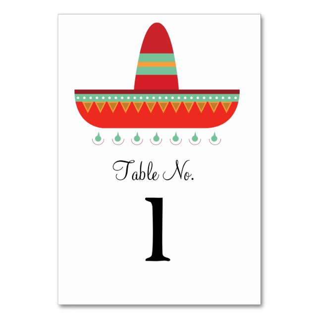Tablecard for fiesta or wedding table number (Front)