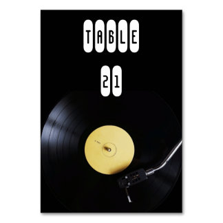 TableCard: Vinyl Record on Turntable. Retro theme Table Number