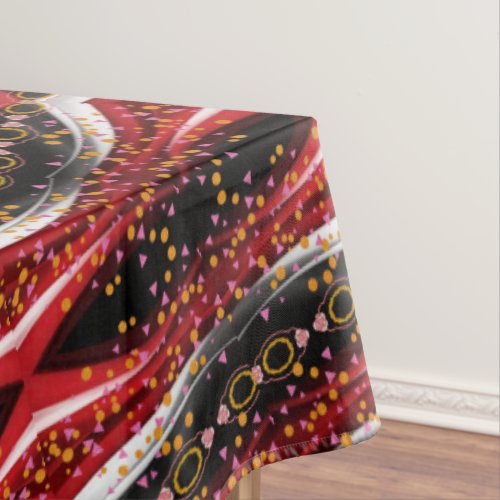 Tablecloth Abstract Black Red White 