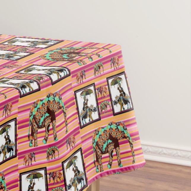 Tablecloth African Elephant Women Stripe (In Situ)