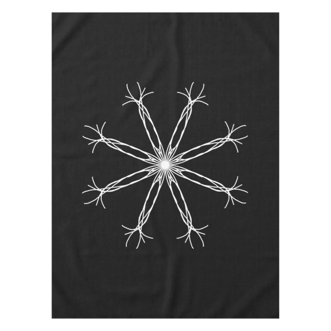Tablecloth, Black and White, Kaleidoscope Flower Tablecloth (Front)