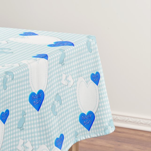 Tablecloth Blue White Plaid Baby Boy (In Situ)